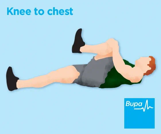 Illustration of a knees-to-chest stretch