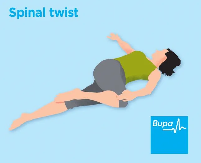 Illustration of a spinal twist stretch